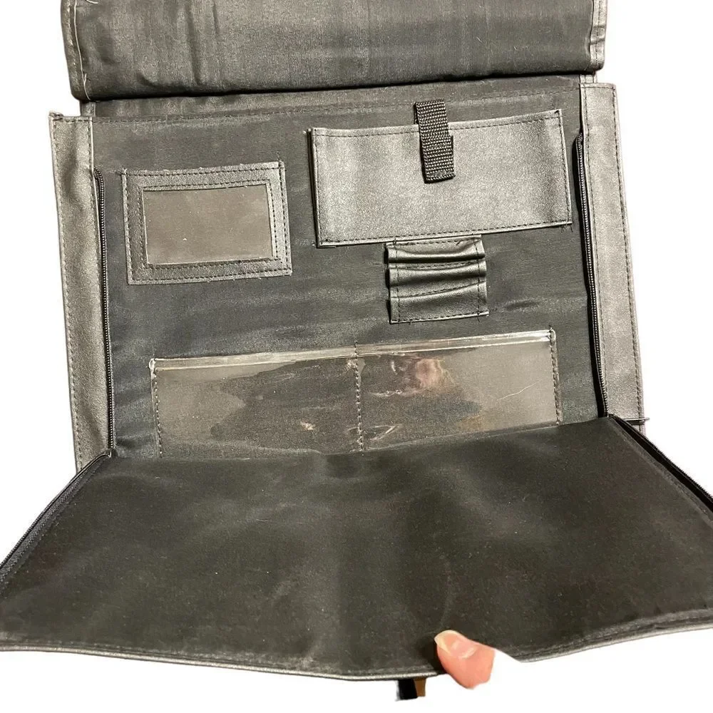 Leather look black laptop briefcase messenger  bag -NWT